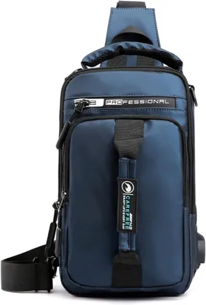 Chest Strap Small Folding Pack for Walking Multifunction Shoulder Bag Backpack Usb Charging Nylon Chest Black