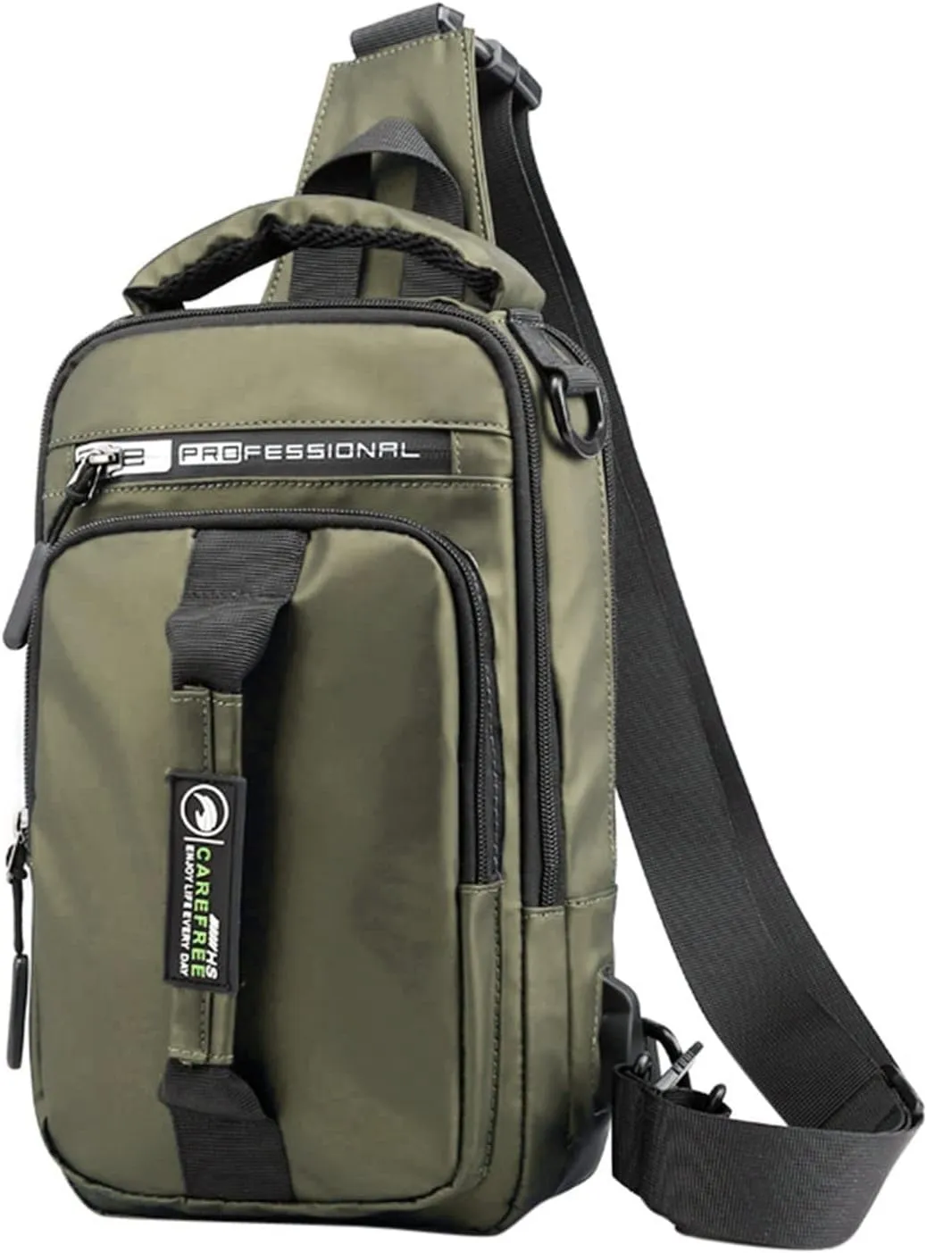 Chest Strap Small Folding Pack for Walking Multifunction Shoulder Bag Backpack Usb Charging Nylon Chest Black
