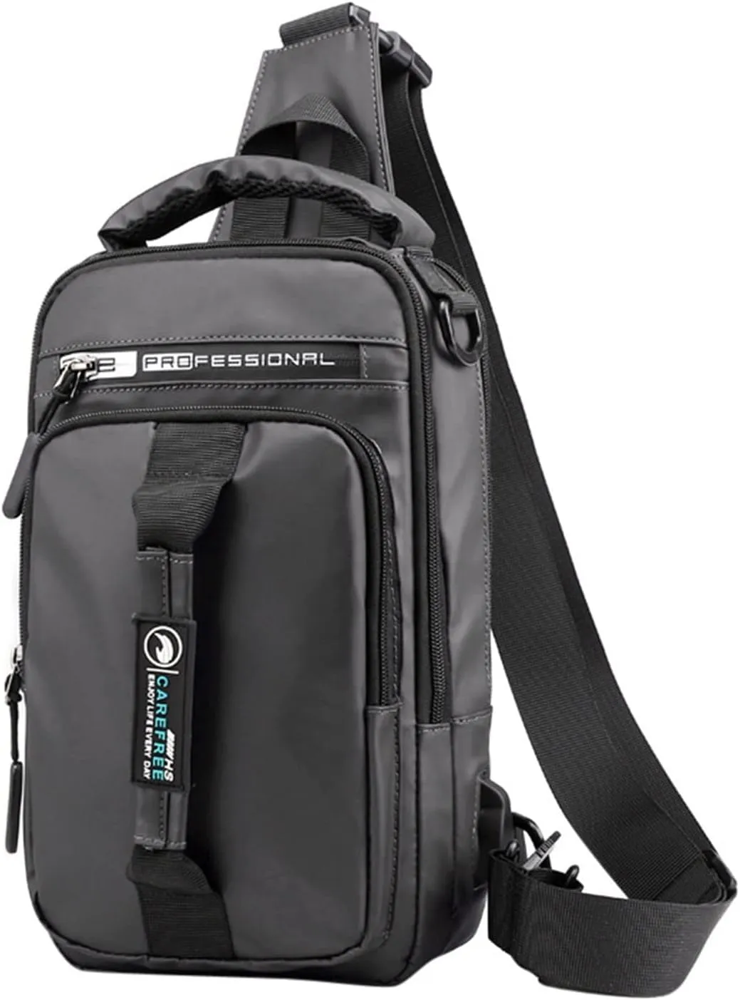 Chest Strap Small Folding Pack for Walking Multifunction Shoulder Bag Backpack Usb Charging Nylon Chest Black