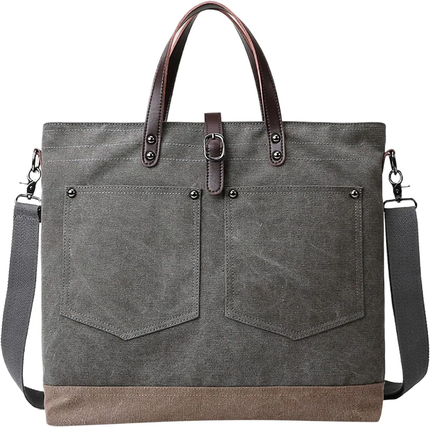 Clutch Saddle Bag Men's Shoulder Bag Crossbody Bag Large Capacity Retro Canvas Briefcase Multifunctional Leather