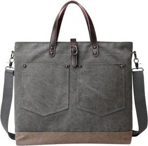 Clutch Saddle Bag Men's Shoulder Bag Crossbody Bag Large Capacity Retro Canvas Briefcase Multifunctional Leather