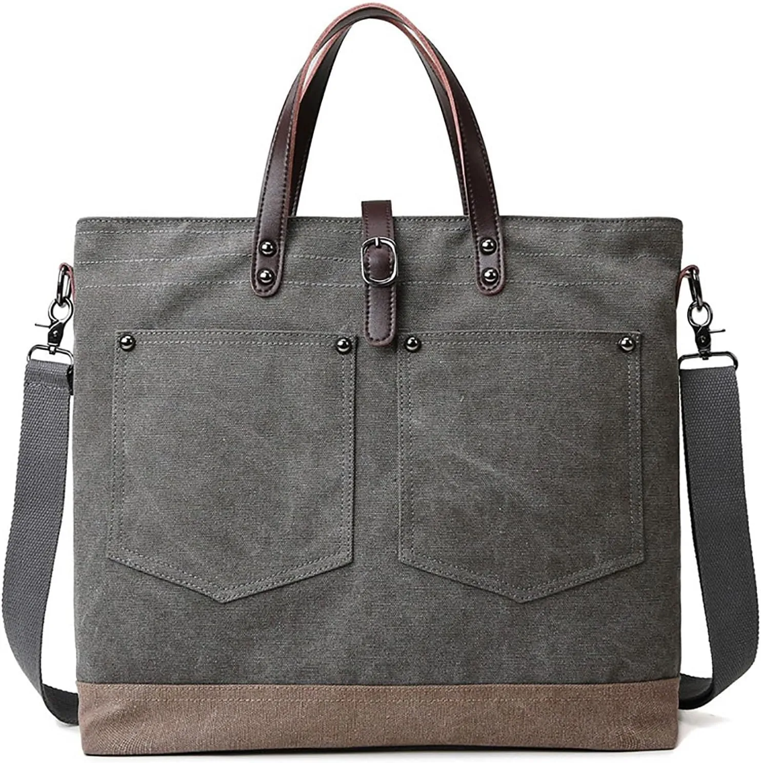 Clutch Saddle Bag Men's Shoulder Bag Crossbody Bag Large Capacity Retro Canvas Briefcase Multifunctional Leather