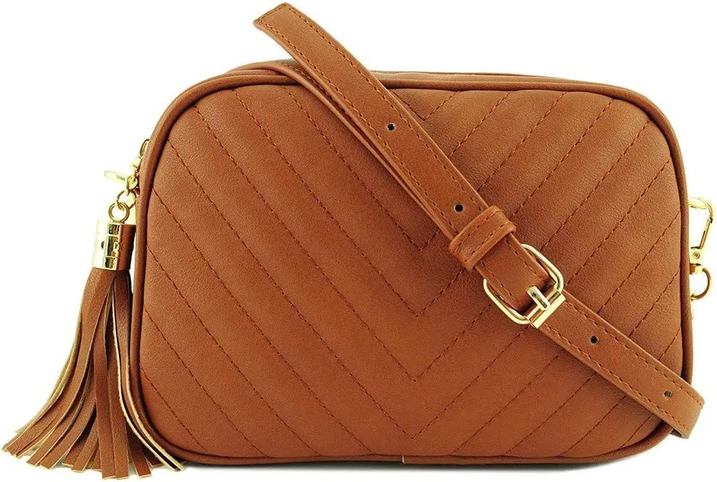 Color Messenger Zipper HnadBag Women Shoulder Solid Fashion Bags Tassel Bag Bag Lunch Bags with (Brown, One Size)
