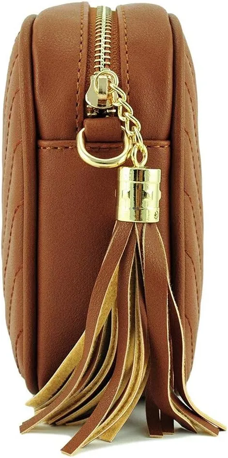 Color Messenger Zipper HnadBag Women Shoulder Solid Fashion Bags Tassel Bag Bag Lunch Bags with (Brown, One Size)