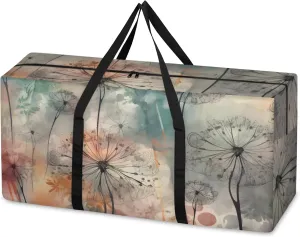 Colorful Dandelion Extra Large Moving Bags Heavy Duty Storage Bags Abstract Dandelion Cloth Wrap Around Handles Double Zipper Reusable Convenient Foldable Storage Tote for Travel Camping Space Save