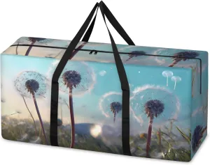Colorful Dandelion Extra Large Moving Bags Heavy Duty Storage Bags Mystical Dandelion Cloth Wrap Around Handles Double Zipper Reusable Convenient Foldable Storage Tote for Travel Camping Space Save