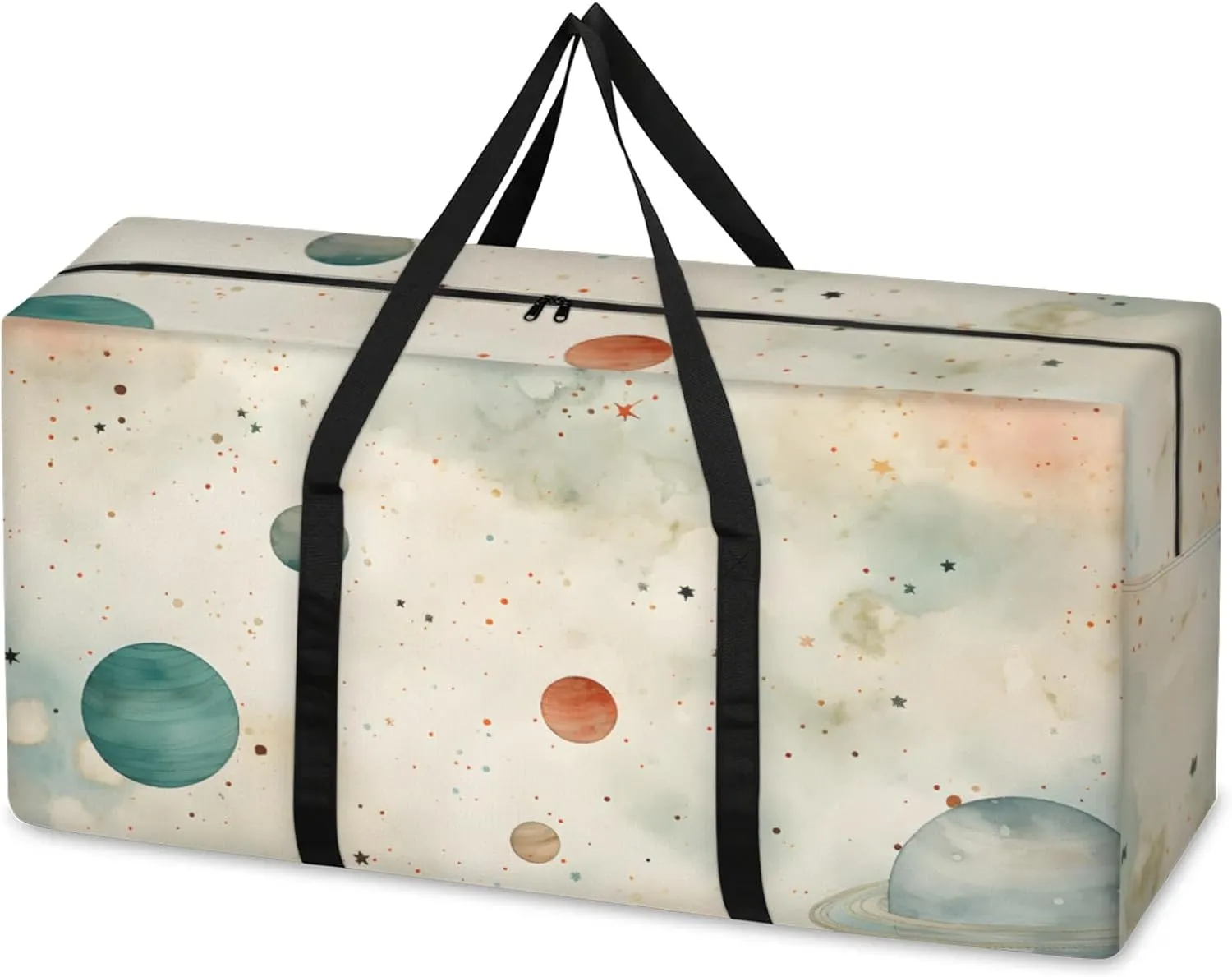 Colorful Galaxy Extra Large Moving Bags Heavy Duty Storage Bags Graffiti Galaxy Cloth Wrap Around Handles Double Zipper Reusable Convenient Foldable Storage Tote for Travel Camping Space Save