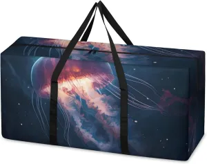 Colorful Jellyfish Extra Large Moving Bags Heavy Duty Storage Bags Abstract Jellyfish Cloth Wrap Around Handles Double Zipper Reusable Convenient Foldable Storage Tote for Travel Camping Space Save