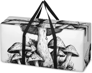 Colorful Mushrooms Extra Large Moving Bags Heavy Duty Storage Bags Artistic Mushrooms Cloth Wrap Around Handles Double Zipper Reusable Convenient Foldable Storage Tote for Travel Camping Space Save
