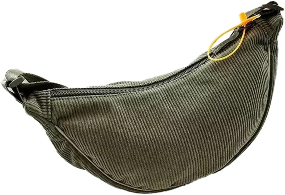 Corduroy Canvas Crossbody Bag for Women Retro Lightweight Shoulder Tote Handbag Hobo Dumpling Purse Satchels