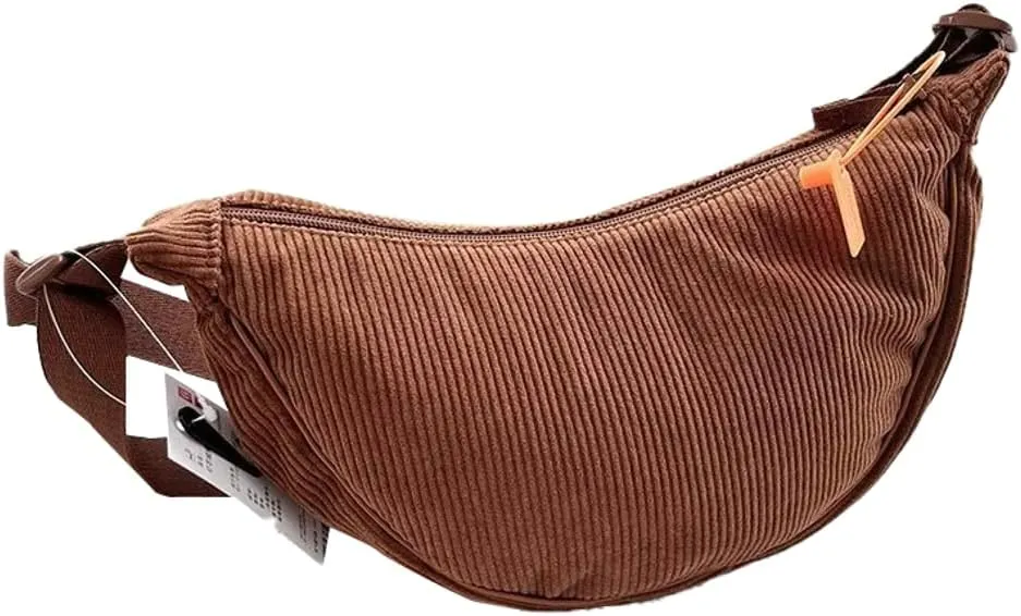 Corduroy Canvas Crossbody Bag for Women Retro Lightweight Shoulder Tote Handbag Hobo Dumpling Purse Satchels