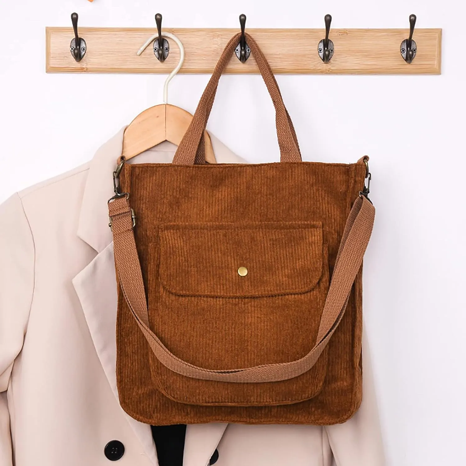 Corduroy Tote Bag Women Shoulder Bags Casual Top Handle Bag Ladies Handbags Canvas Beach Tote