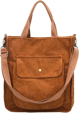 Corduroy Tote Bag Women Shoulder Bags Casual Top Handle Bag Ladies Handbags Canvas Beach Tote