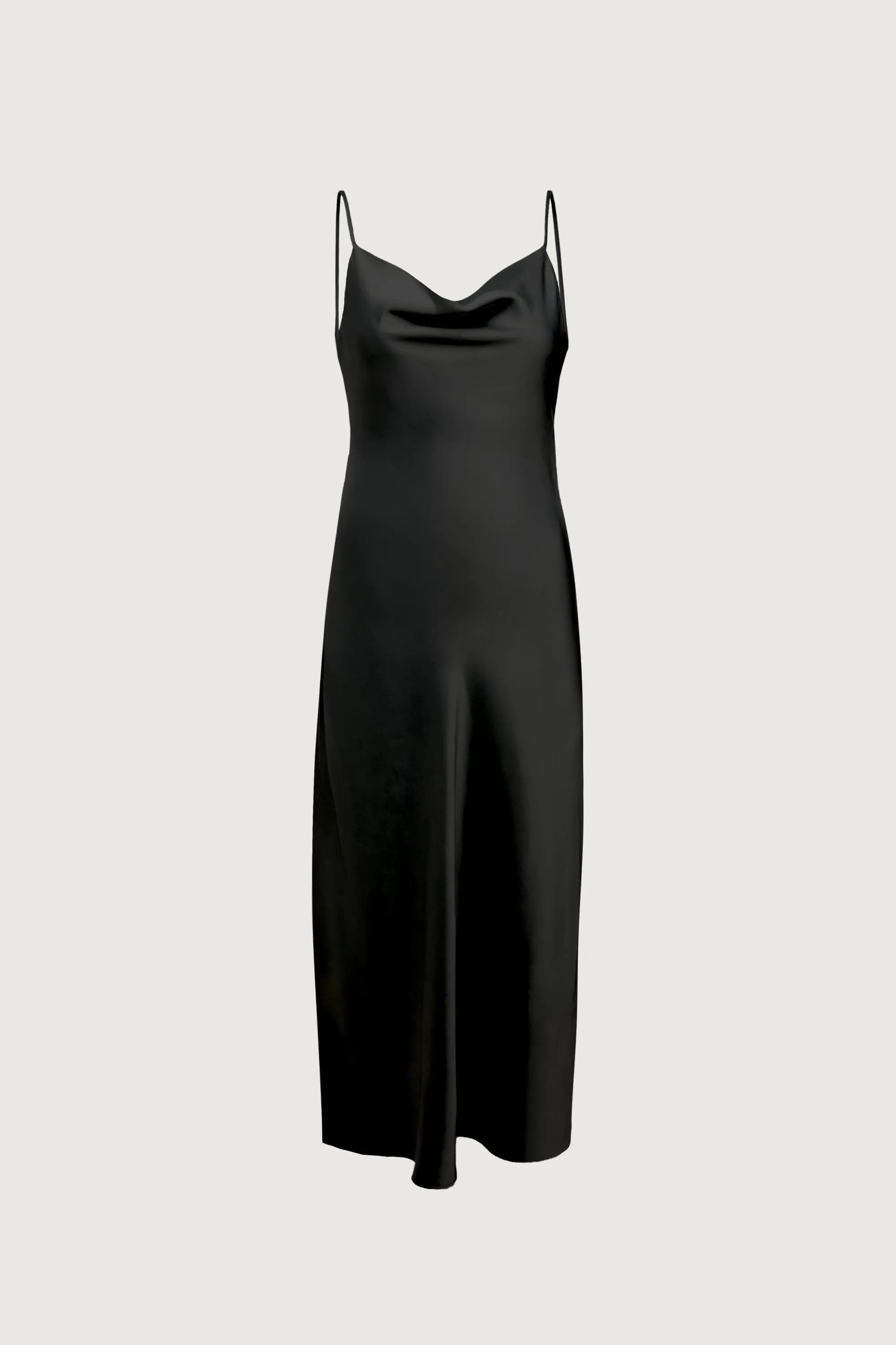 COWL NECK SATIN MIDI DRESS
