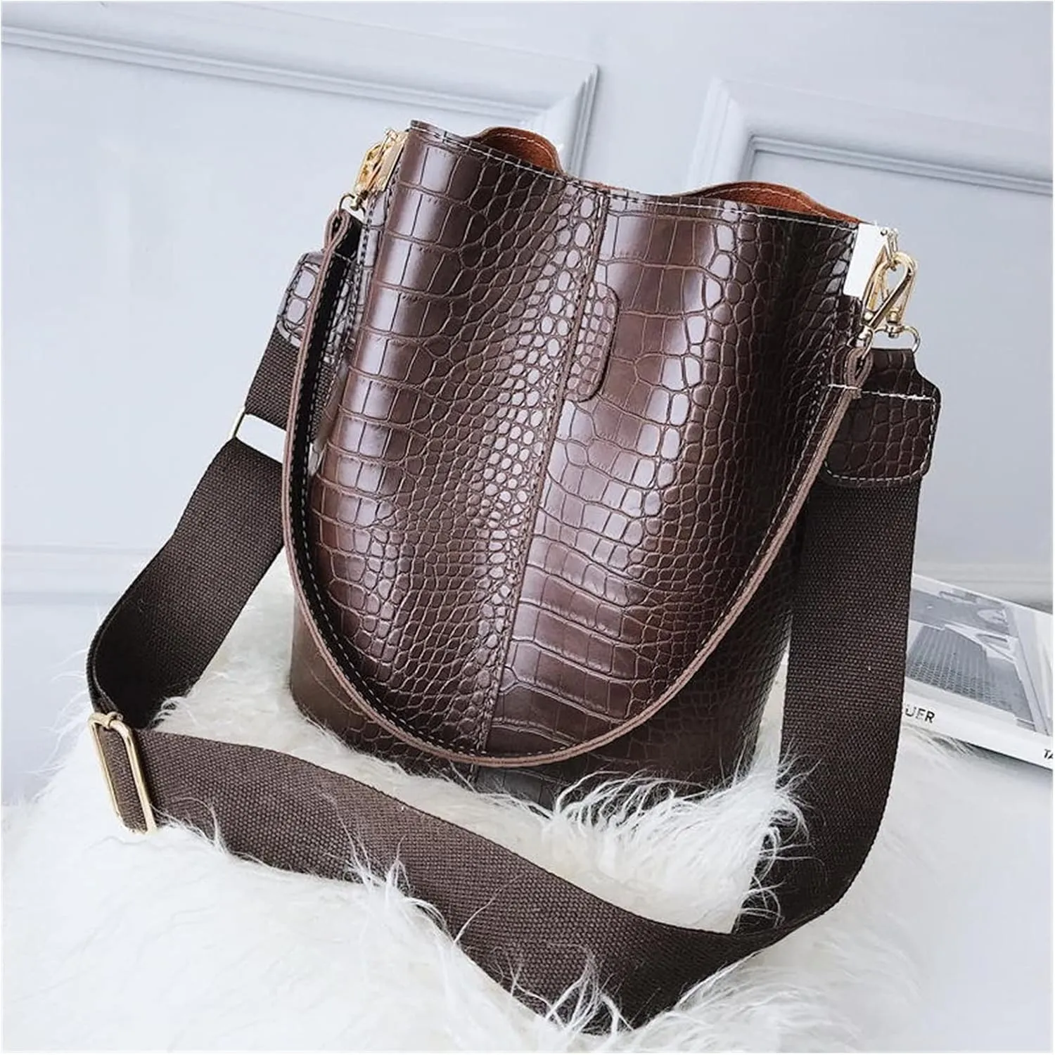 Crocodile Crossbody Bag For Women Shoulder Bag Design Women Bag Luxury Leather Bag Bucket Bag Female Handbag