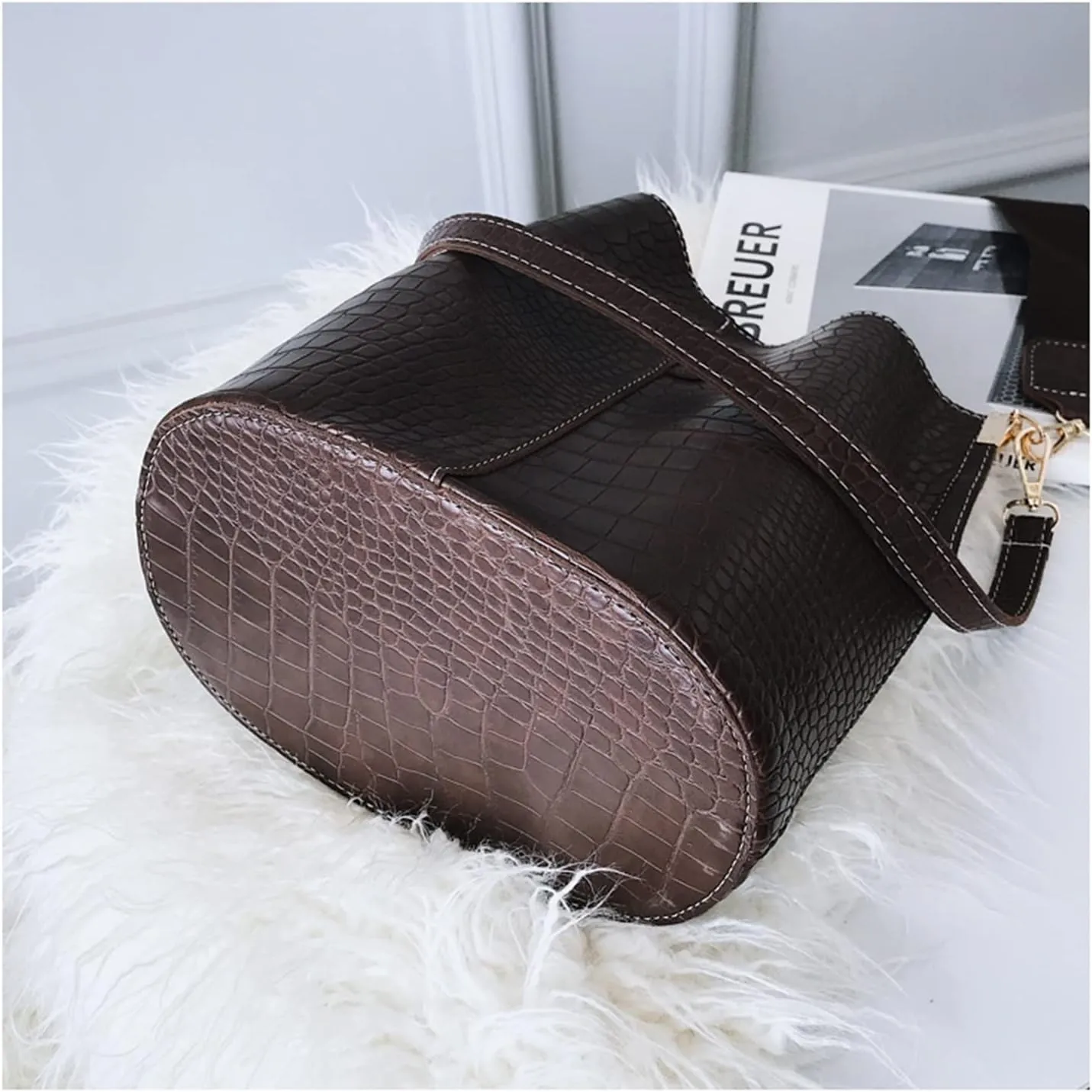 Crocodile Crossbody Bag For Women Shoulder Bag Design Women Bag Luxury Leather Bag Bucket Bag Female Handbag