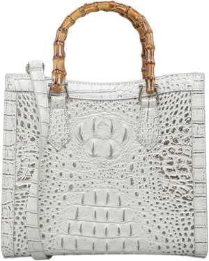 Crocodile Pattern Leather Women's Bag Bamboo Top-Handle Satchel Handbags Portable Tote Bag Shoulder Messenger Bags