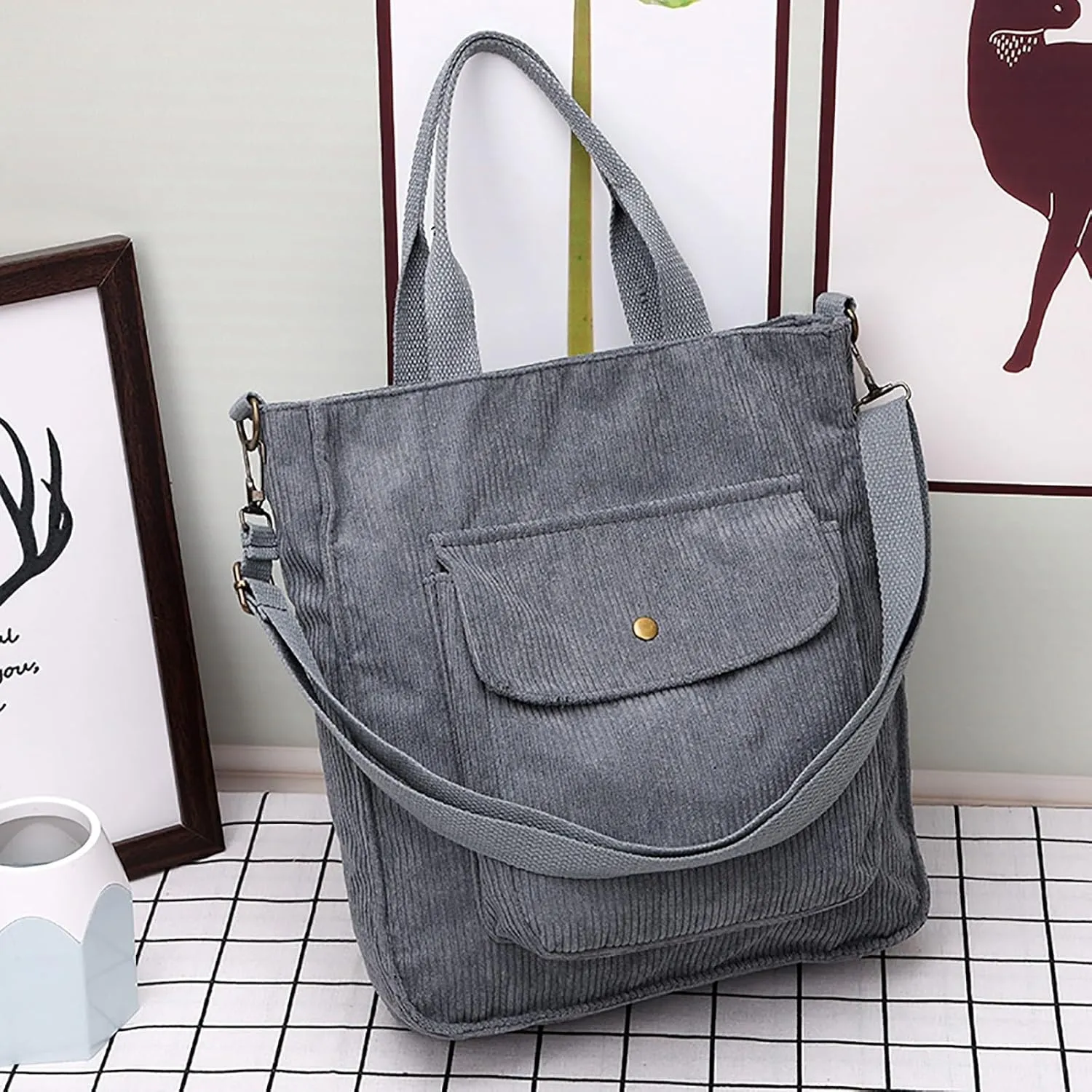 Crossbody Bags for Women Corduroy Tote Bag Women Shoulder Bag Casual Top Handle Ladies Handbags