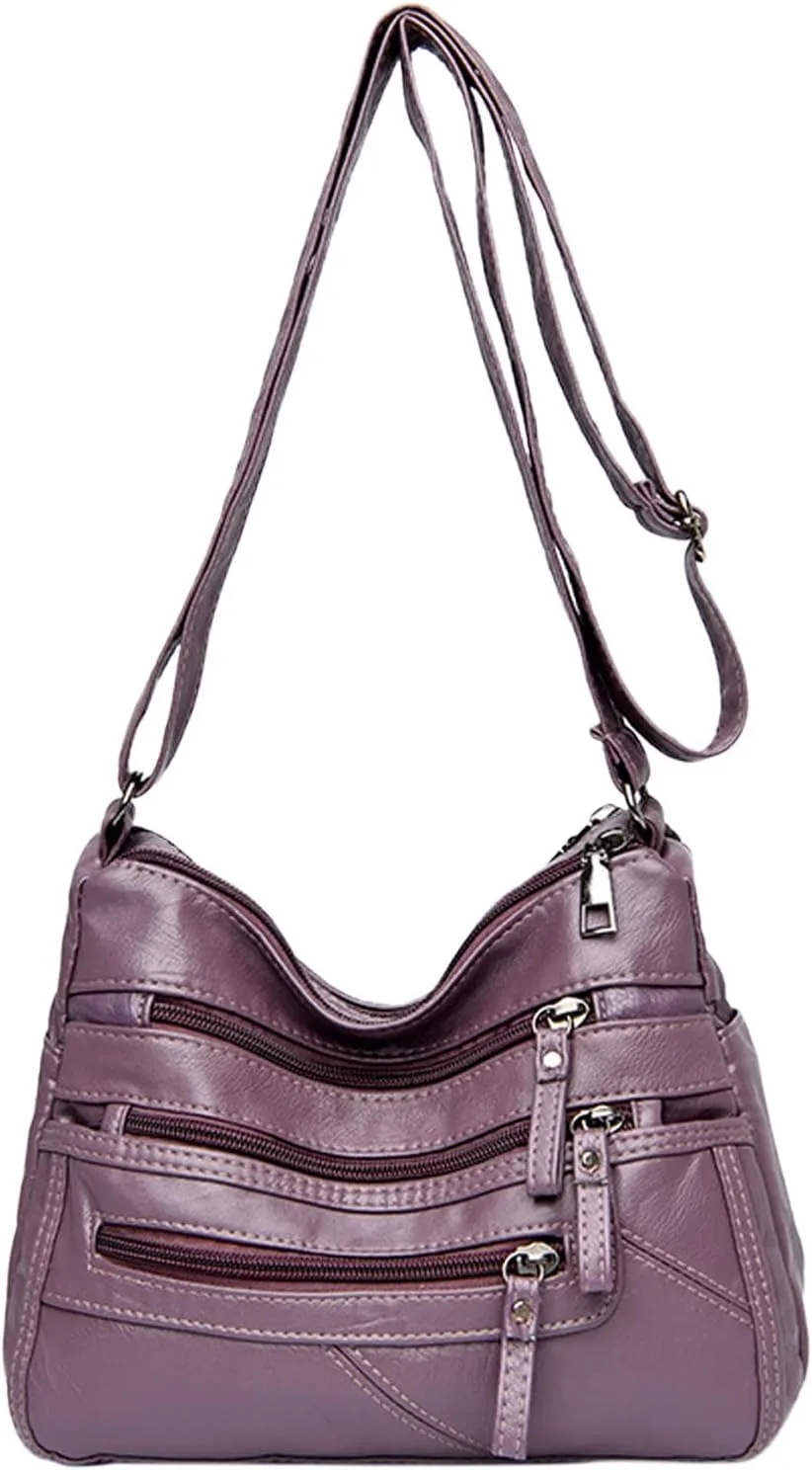 Crossbody Crescent Bags for Women Waterproof Nylon Crossbody Bags for Woman Trendy Clear Bag for Stadium Events(Purple)