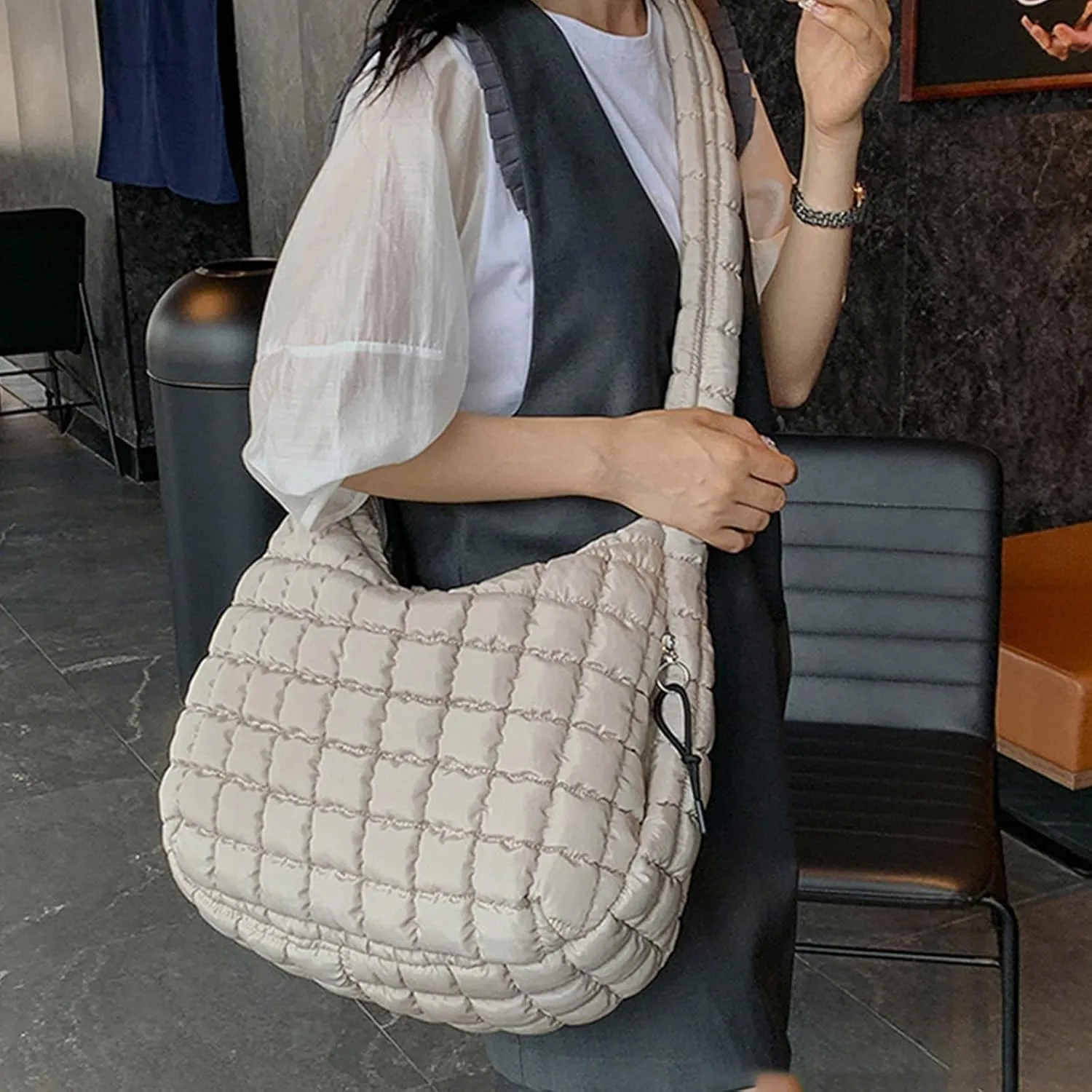 Crossbody Handbag Purse Pleated Clouds Bag Fashion Shoulder Tote Dumpling Bag Large Capacity Down Cotton Armpit Women's