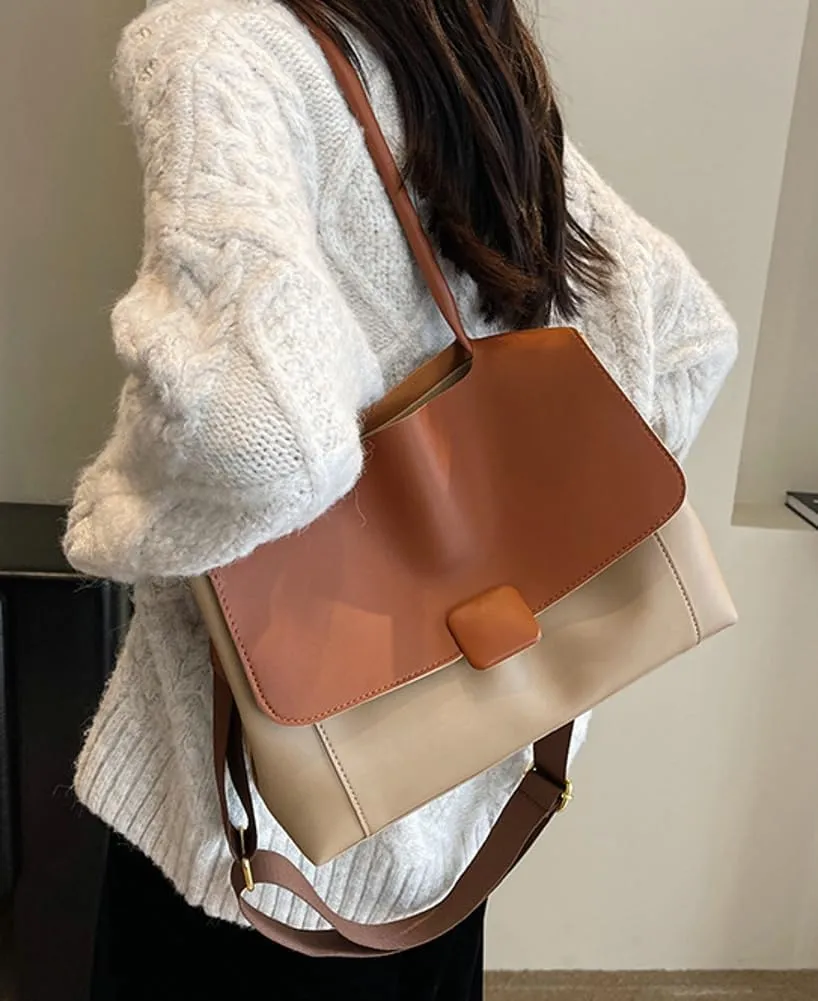 Crossbody Shoulder Bag for Women Soft Vegan Leather Tote Purse Trendy Handbags Work Messenger Bag Satchels