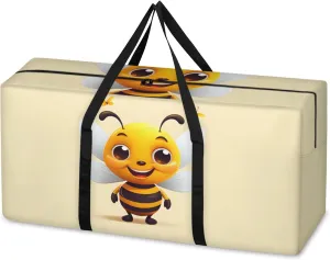 Cute Bee Extra Large Moving Bags Heavy Duty Storage Bags Watercolor Bee Cloth Wrap Around Handles Double Zipper Reusable Convenient Foldable Storage Tote for Travel Camping Space Save