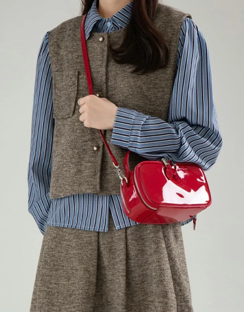 Cute Glossy Vegan Leather Handnag Purse for Women Small Tote Crossbody Bag Y2k Shoulder Satchels 2025