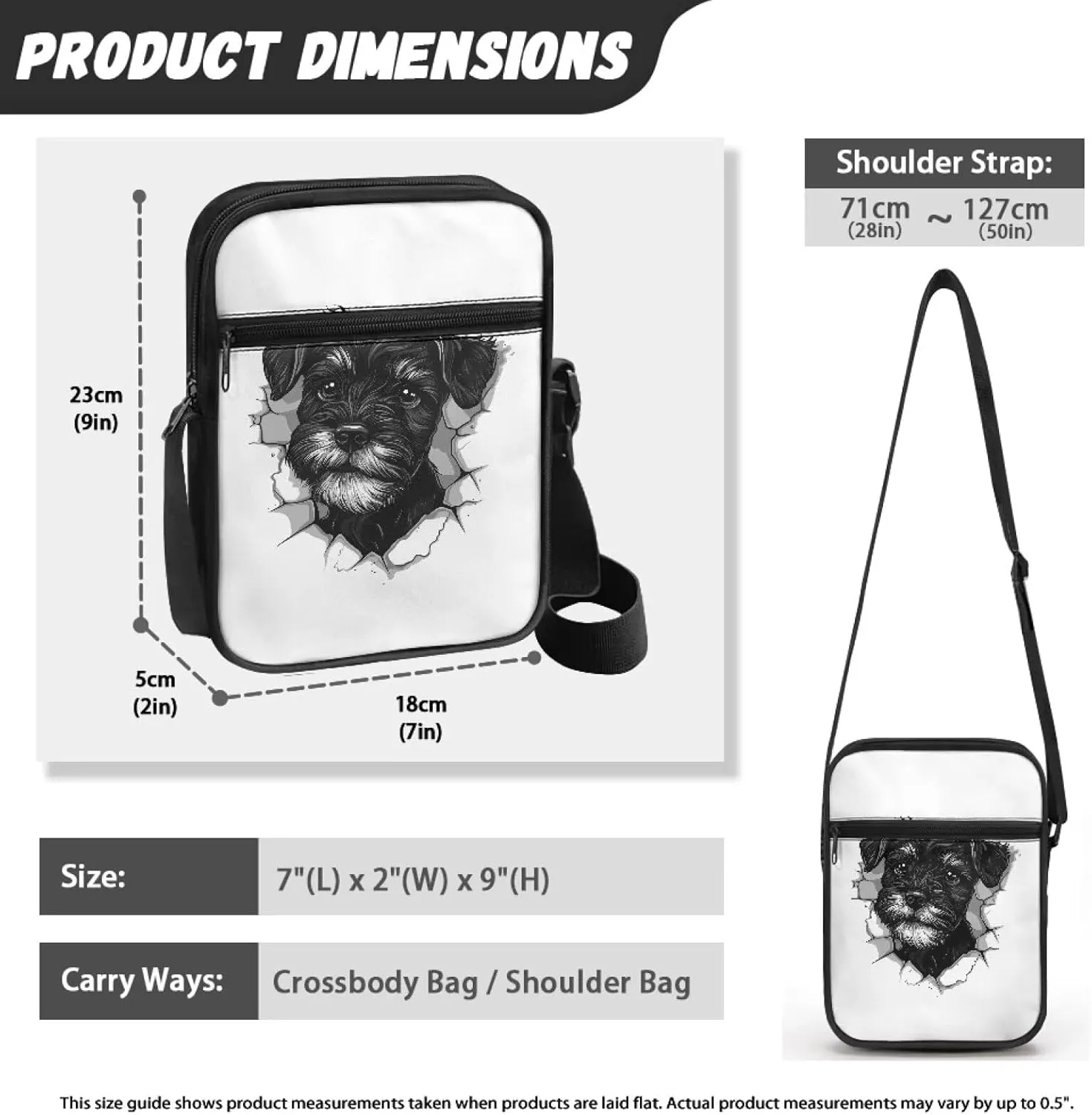 Dog Print Women's Crossbody Bags Waterproof Shoulder Bag Satchel Messenger Bags with Pockets