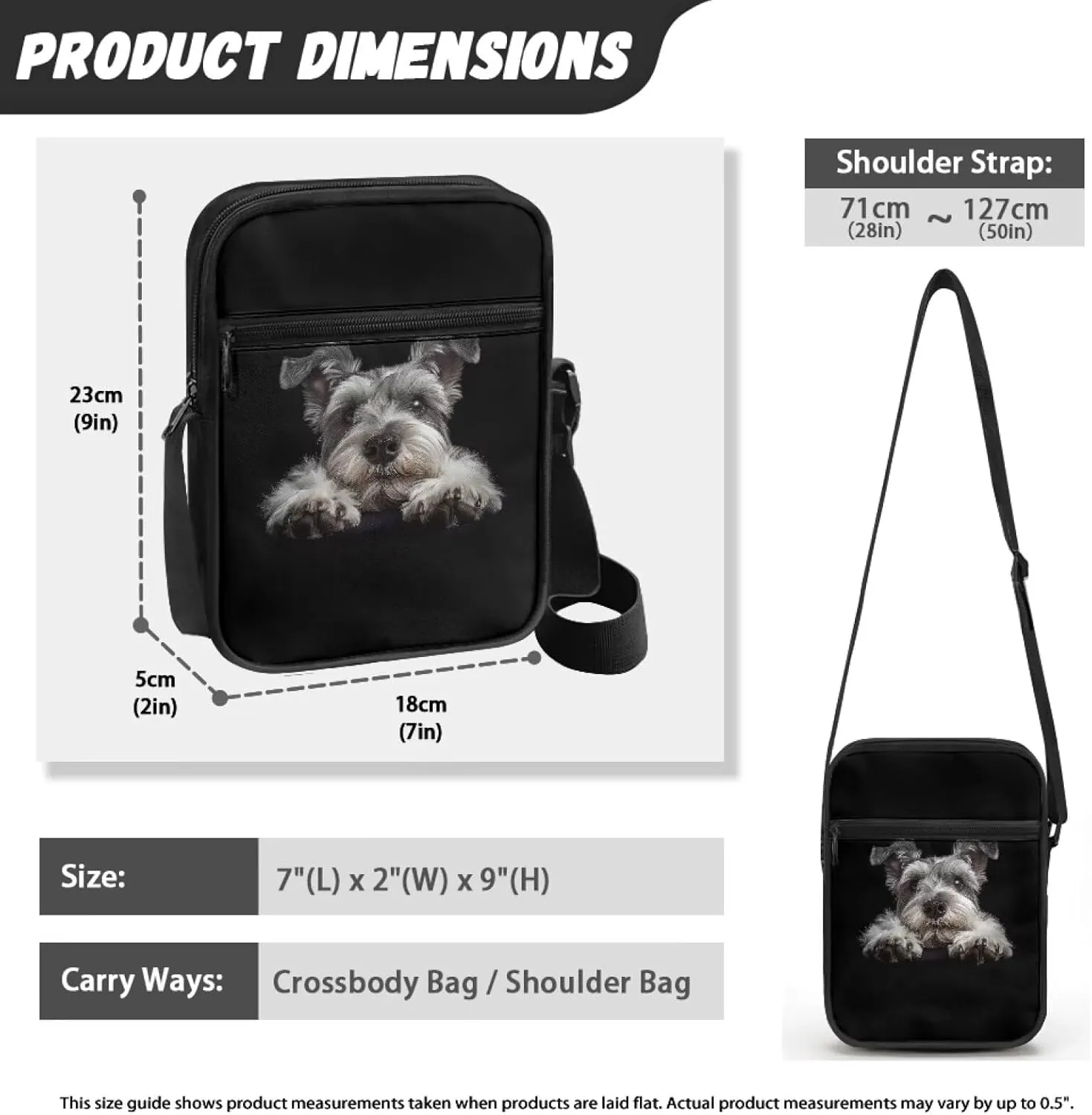 Dog Print Women's Crossbody Bags Waterproof Shoulder Bag Satchel Messenger Bags with Pockets