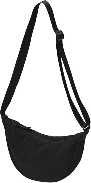 Dumpling Women Armpit Bags Nylon Simple Shoulder Bag Design Crossbody Bag Wax Canvas Messenger Bags (Black, One Size)