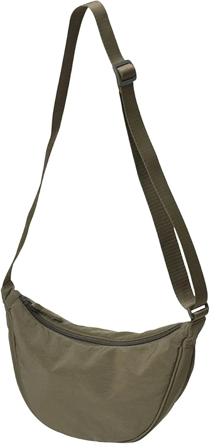 Dumpling Women Armpit Bags Nylon Simple Shoulder Bag Design Crossbody Bag Wax Canvas Messenger Bags (Green, One Size)