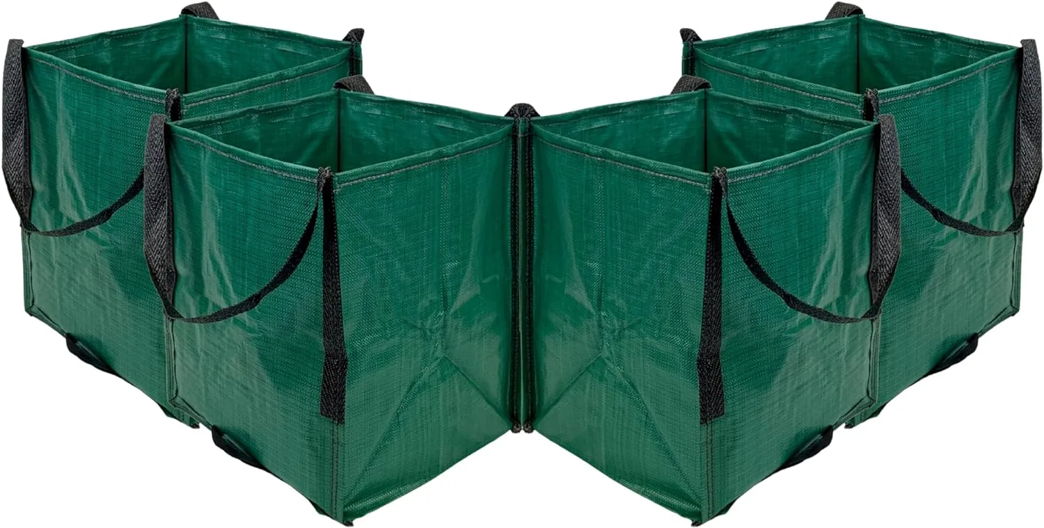 DURASACK Heavy Duty Storage Tote Bag 22-Gallon Rugged Woven Polypropylene Moving Bag, Reusable Self-Standing Design, Holds up to 500 Pounds, Pack of 4, Green