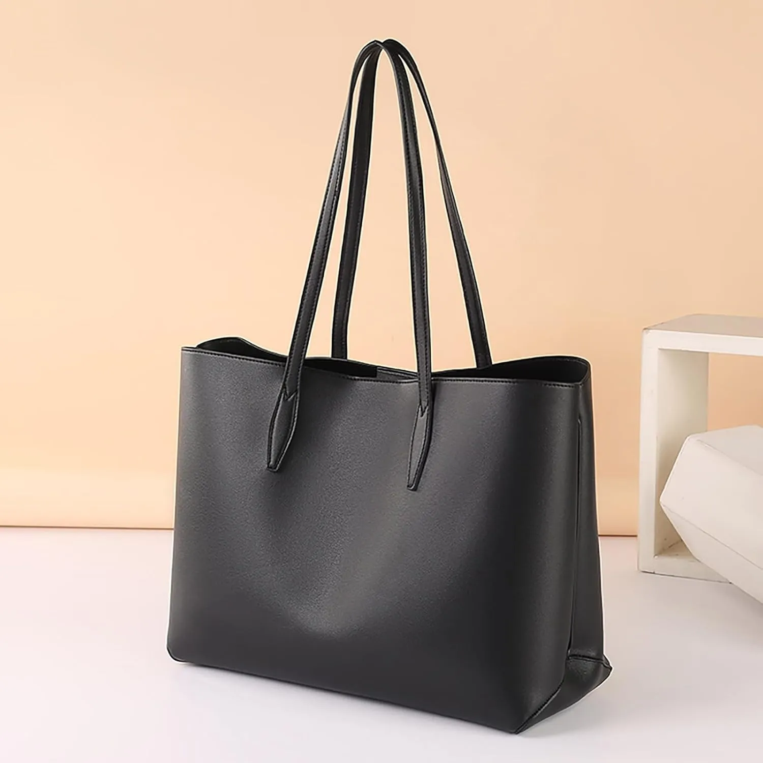 Elegant Satchel Bags for Women Lightweight Tote Shoulder Bags Satchel Black Purses Cute Spring Purse(Black)