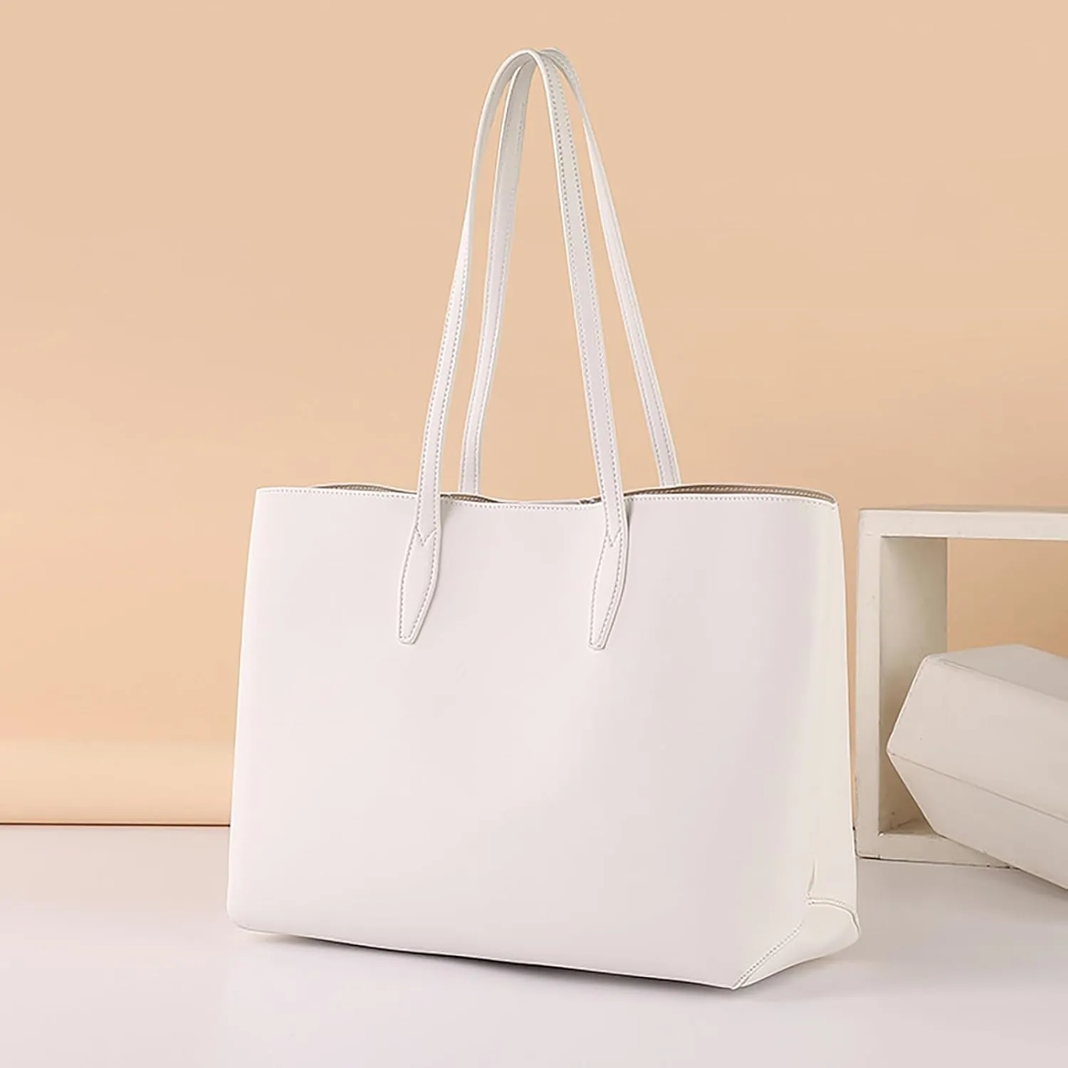 Elegant Satchel Bags for Women Lightweight Tote Shoulder Bags Satchel Black Purses Cute Spring Purse(White)