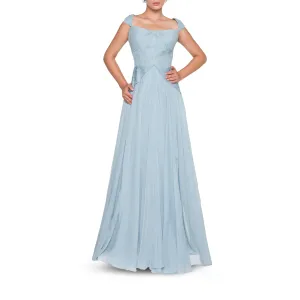 Empire Blue Chiffon Long Dress