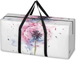 Fantastic Dandelion Extra Large Moving Bags Heavy Duty Storage Bags Colorful Dandelion Cloth Wrap Around Handles Double Zipper Reusable Convenient Foldable Storage Tote for Travel Camping Space Save