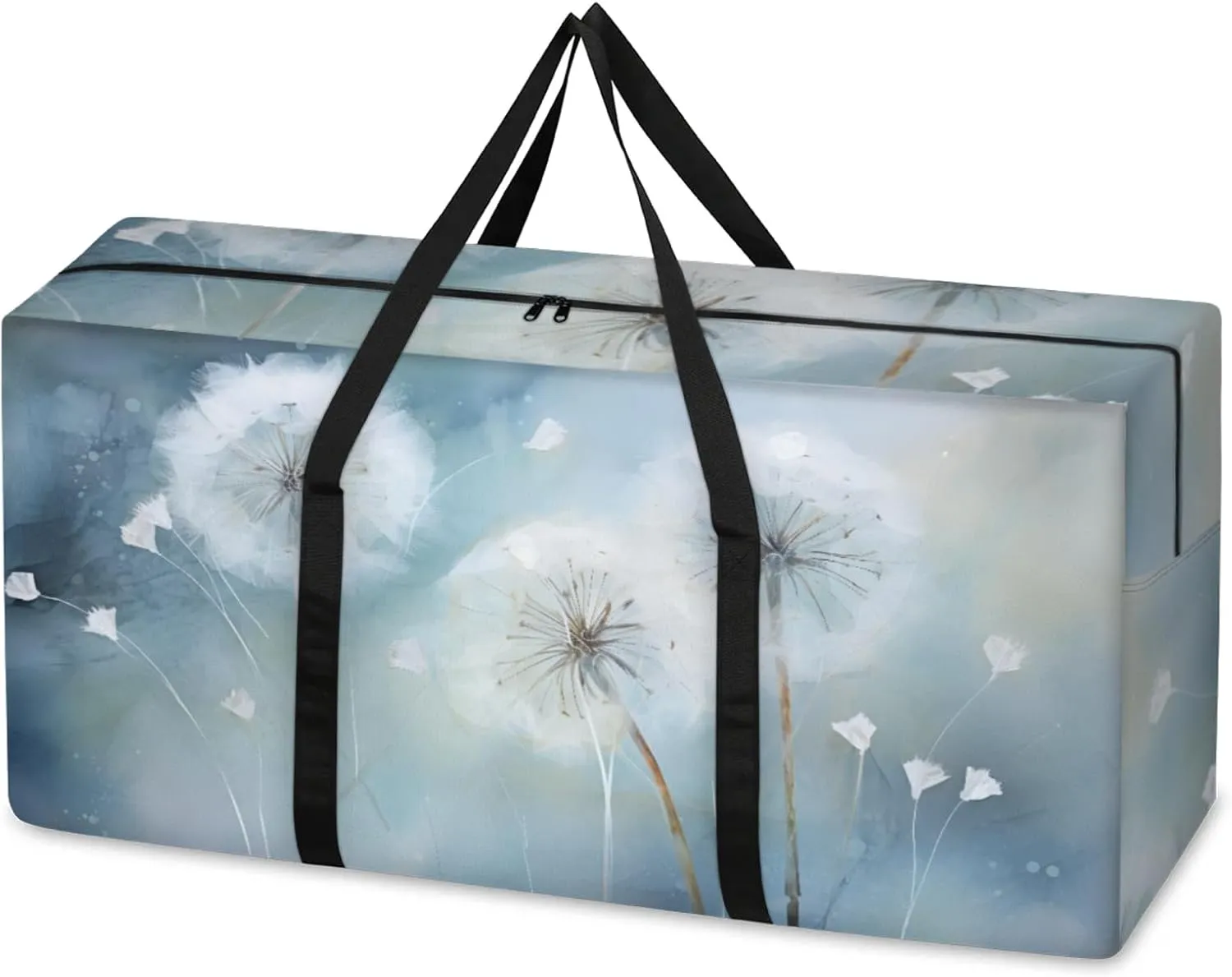 Fantastic Dandelion Extra Large Moving Bags Heavy Duty Storage Bags Graffiti Dandelion Cloth Wrap Around Handles Double Zipper Reusable Convenient Foldable Storage Tote for Travel Camping Space Save