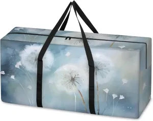 Fantastic Dandelion Extra Large Moving Bags Heavy Duty Storage Bags Graffiti Dandelion Cloth Wrap Around Handles Double Zipper Reusable Convenient Foldable Storage Tote for Travel Camping Space Save