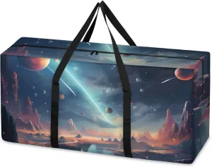 Fantastic Galaxy Extra Large Moving Bags Heavy Duty Storage Bags Colorful Galaxy Cloth Wrap Around Handles Double Zipper Reusable Convenient Foldable Storage Tote for Travel Camping Space Save