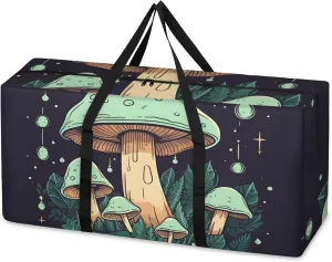 Fantastic Mushrooms Extra Large Moving Bags Heavy Duty Storage Bags Dreamy Mushrooms Cloth Wrap Around Handles Double Zipper Reusable Convenient Foldable Storage Tote for Travel Camping Space Save