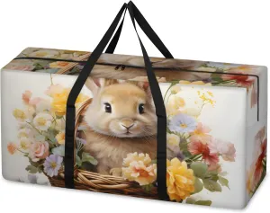 Fantastic Rabbit Extra Large Moving Bags Heavy Duty Storage Bags East Bunny Cloth Wrap Around Handles Double Zipper Reusable Convenient Foldable Storage Tote for Travel Camping Space Save