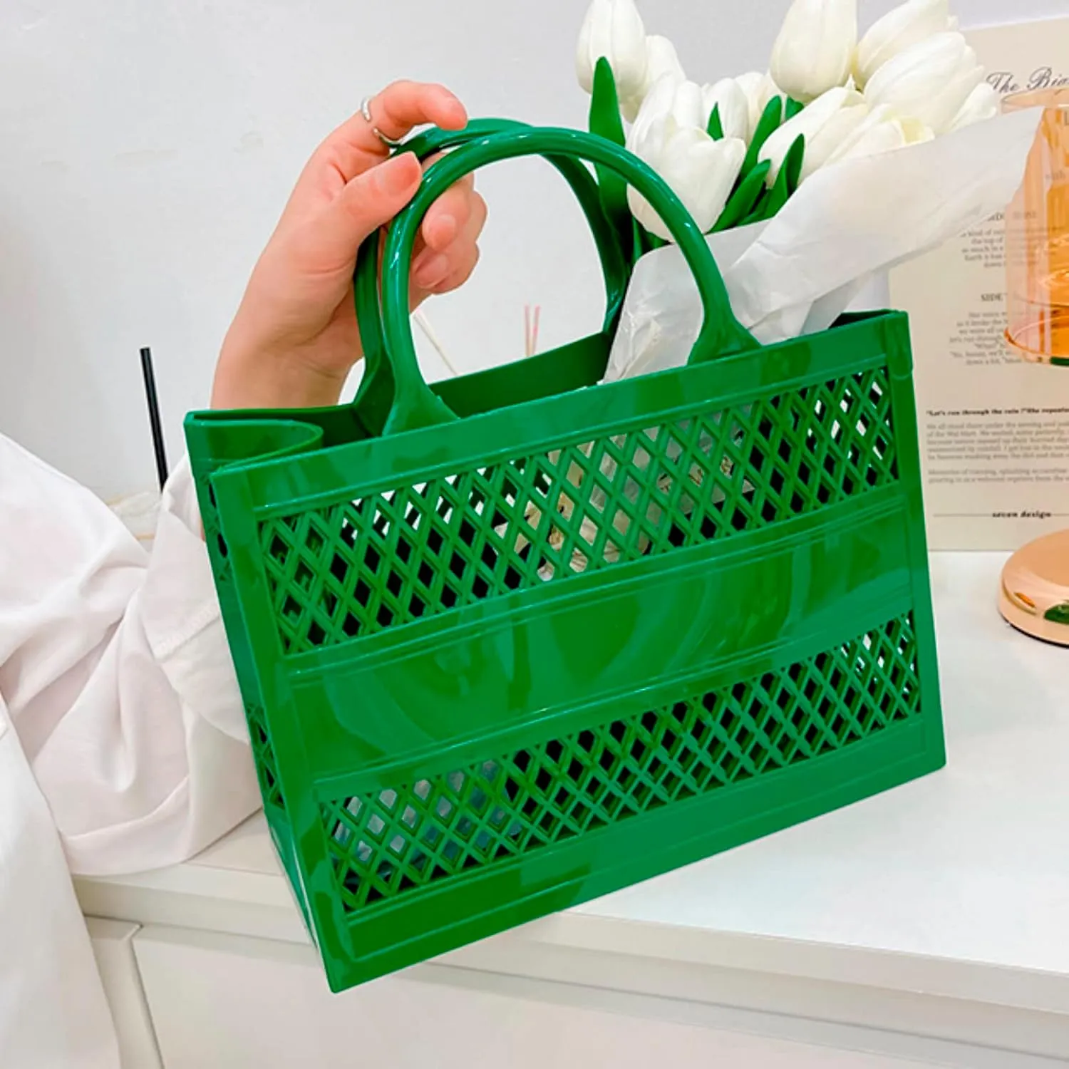 Fashion Big Capacity PVC Shopping Tote Bag Rubber Silicone Beach Bag Clutch Nails Coffin Shape Bags