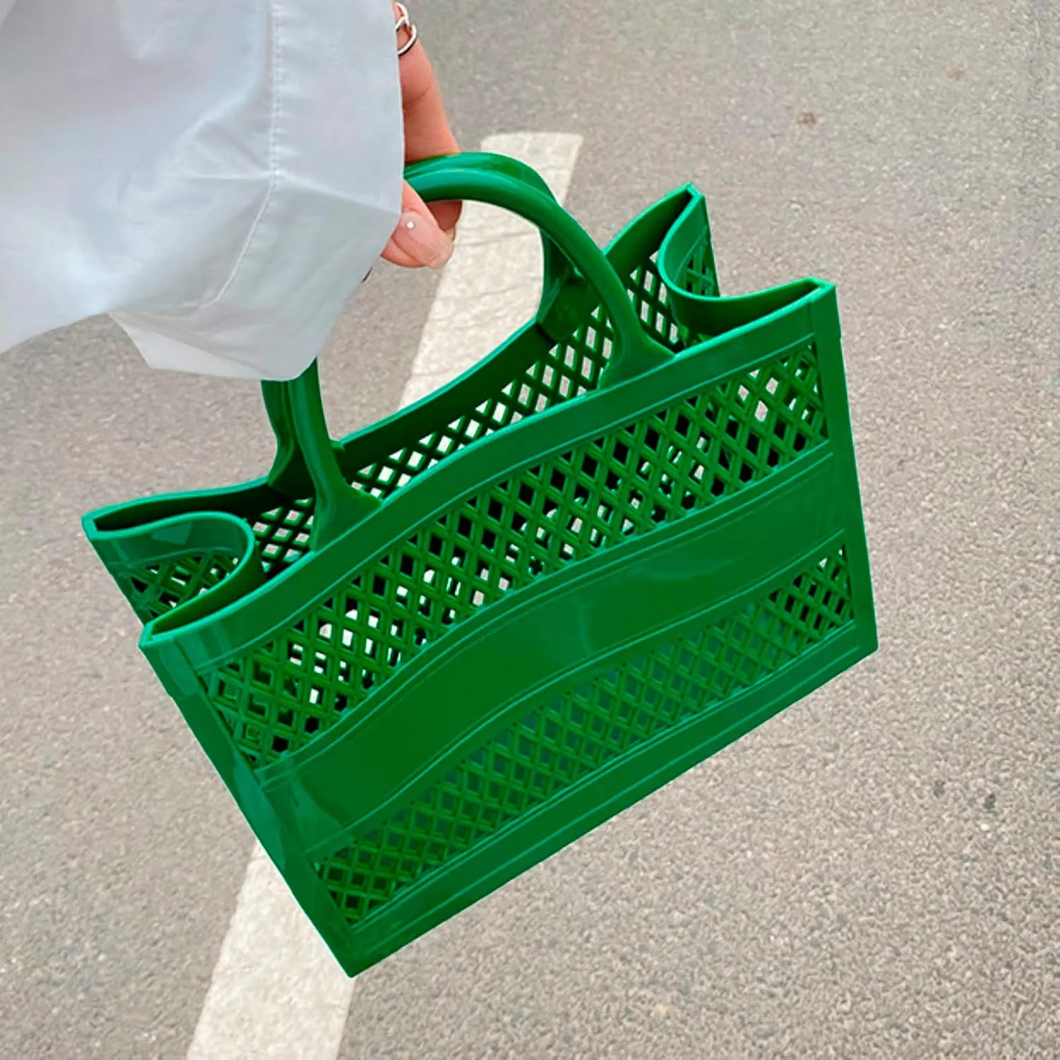 Fashion Big Capacity PVC Shopping Tote Bag Rubber Silicone Beach Bag Clutch Nails Coffin Shape Bags