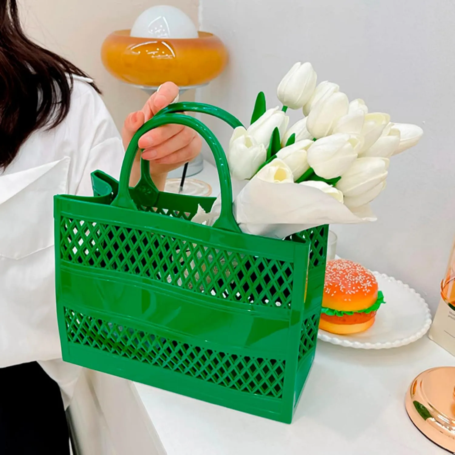 Fashion Big Capacity PVC Shopping Tote Bag Rubber Silicone Beach Bag Clutch Nails Coffin Shape Bags