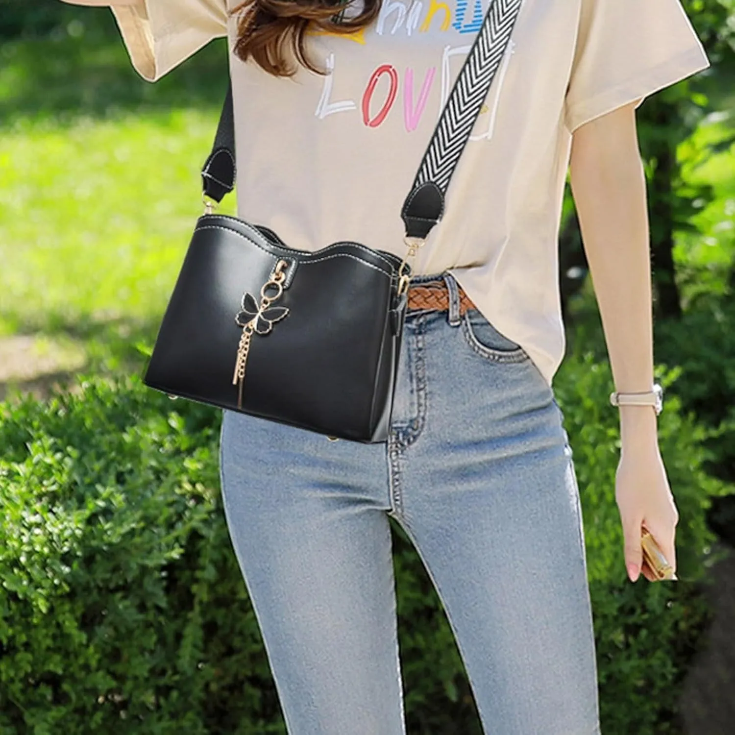 Fashionable And Versatile Women's Casual Bags Large Capacity Simple Solid Color Single Small Shoulder (Black, One Size)