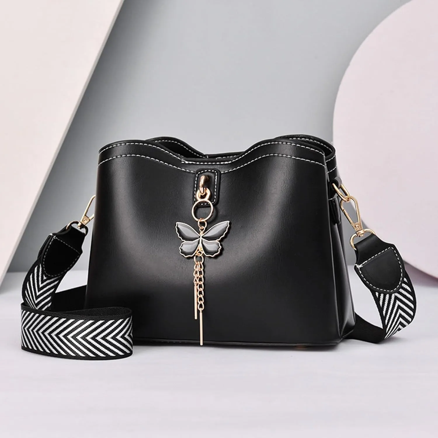 Fashionable And Versatile Women's Casual Bags Large Capacity Simple Solid Color Single Small Shoulder (Black, One Size)