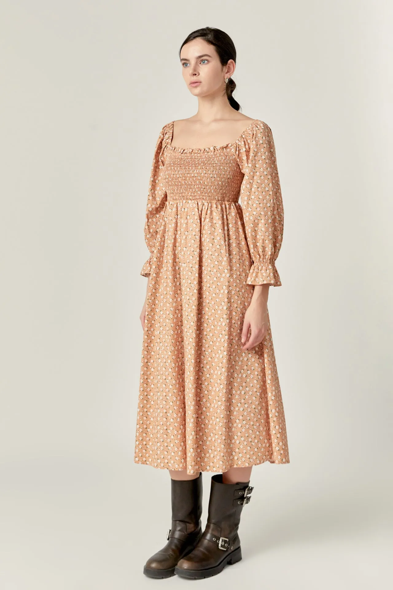 Floral Smocked Midi Dress