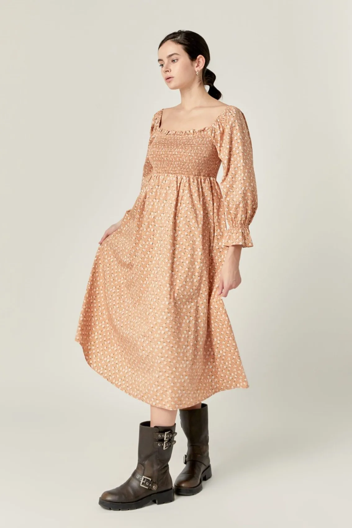 Floral Smocked Midi Dress