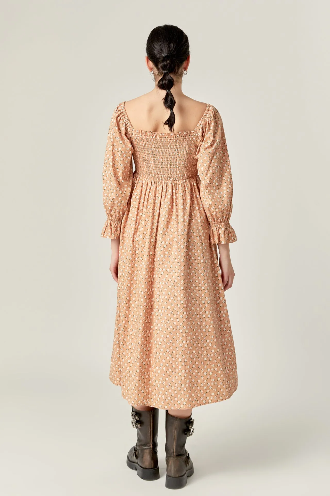 Floral Smocked Midi Dress
