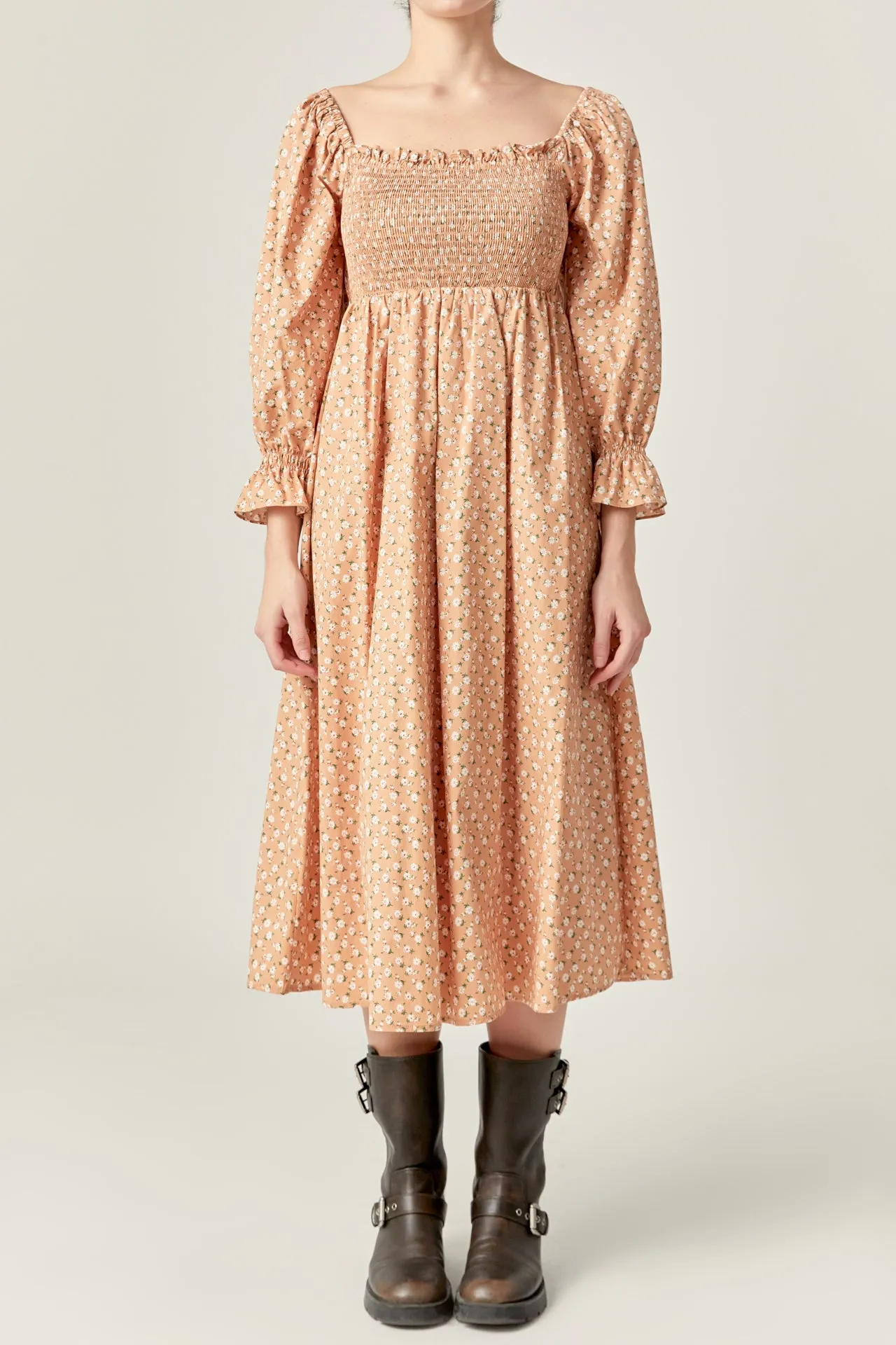 Floral Smocked Midi Dress